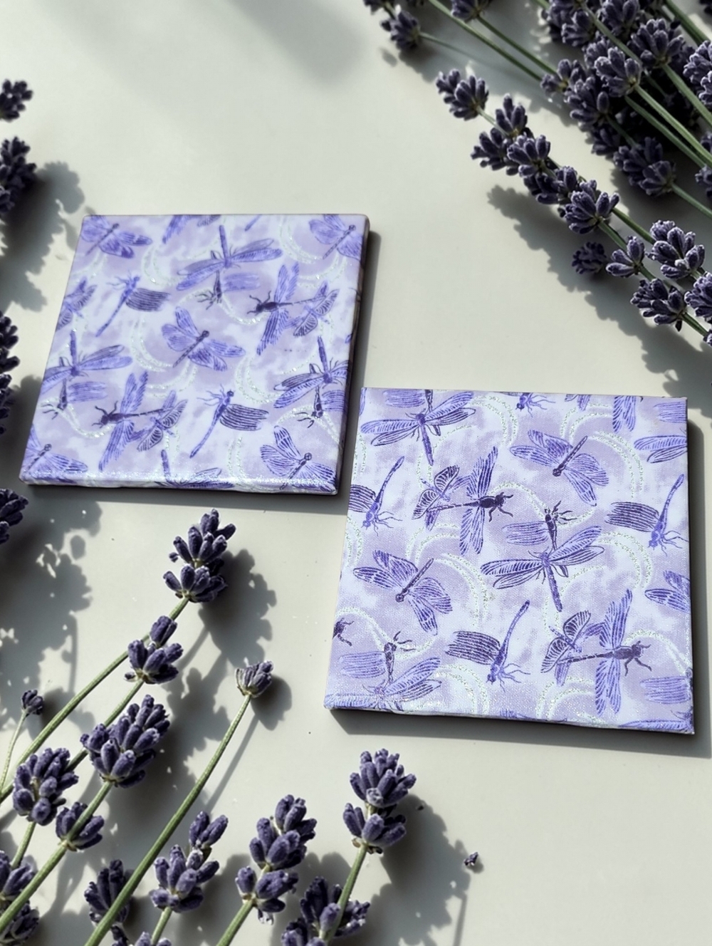 Purple Dragonfly Coaster Set